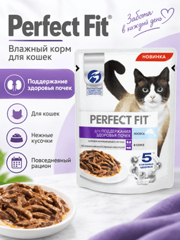 Perfect Fit mushuklar uchun buyraklar salomatligini qo‘llab-quvvatlovchi ho‘l yem, sousdagi losos bilan-0