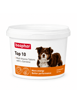 Beaphar Top 10 itlar uchun L-karnitinli multivitamin tabletkasi, 1 dona-1